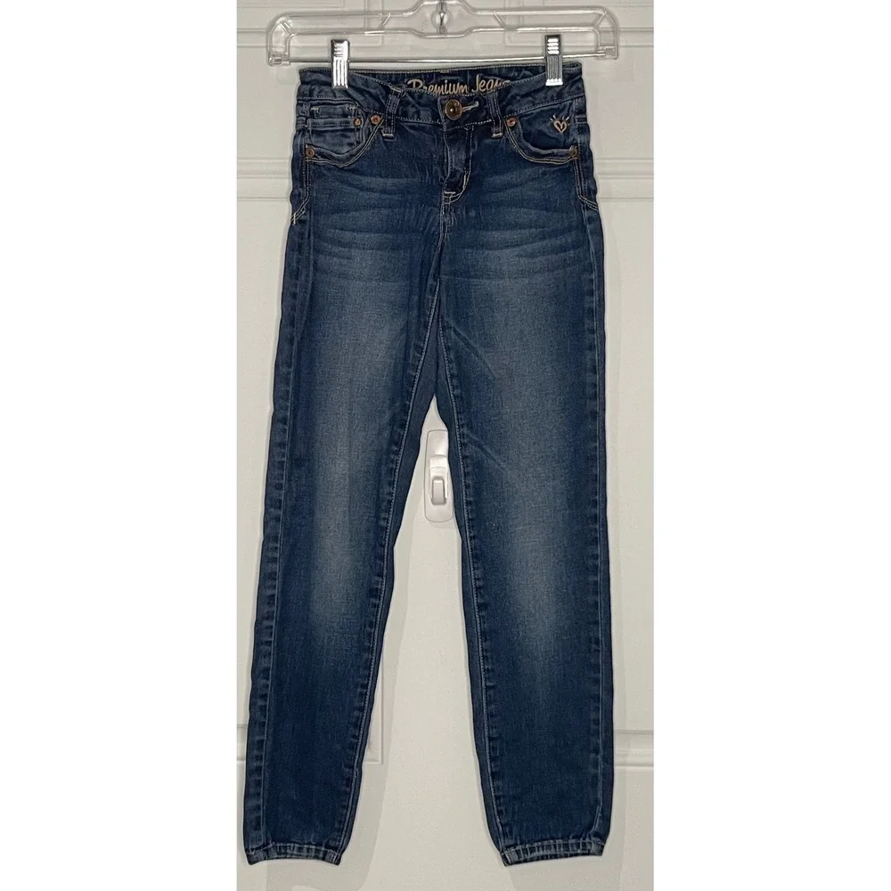 Justice Girls Premium Jeans 10S Slim Simply Low Super Skinny Medium Wash Denim